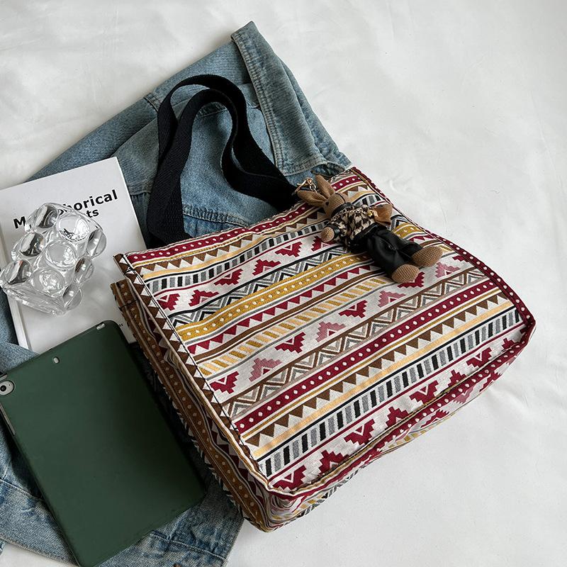 Большая вместительная холщовая сумка в этническом стиле для женщин, новый стиль, студенческая сумка для поездок на работу, ручная сумка через плечо