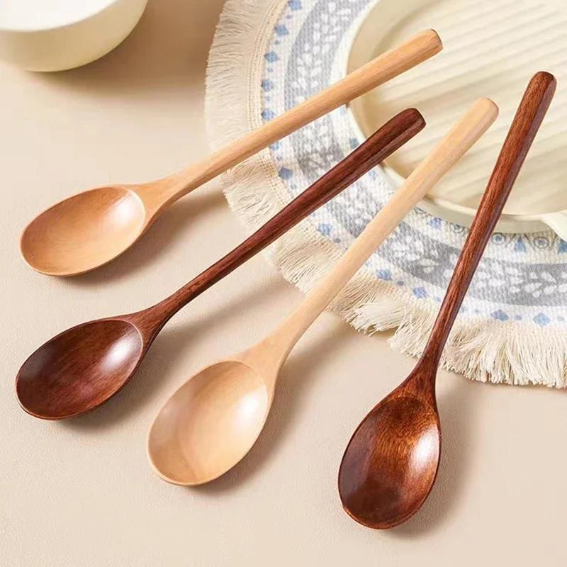 2pcs Wooden Spoon Kitchen Cooking Utensil Tools Soup Tea Spoon Tableware Catering Cooking Tool Coffee Soup Teaspoon Honey Spoon