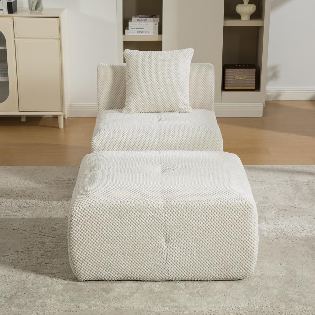 Modular compression sofa made of chenille fabric, filled with 30D high-elasticity foam. Easy to move, non-slip bottom, ideal for living room.-Beige