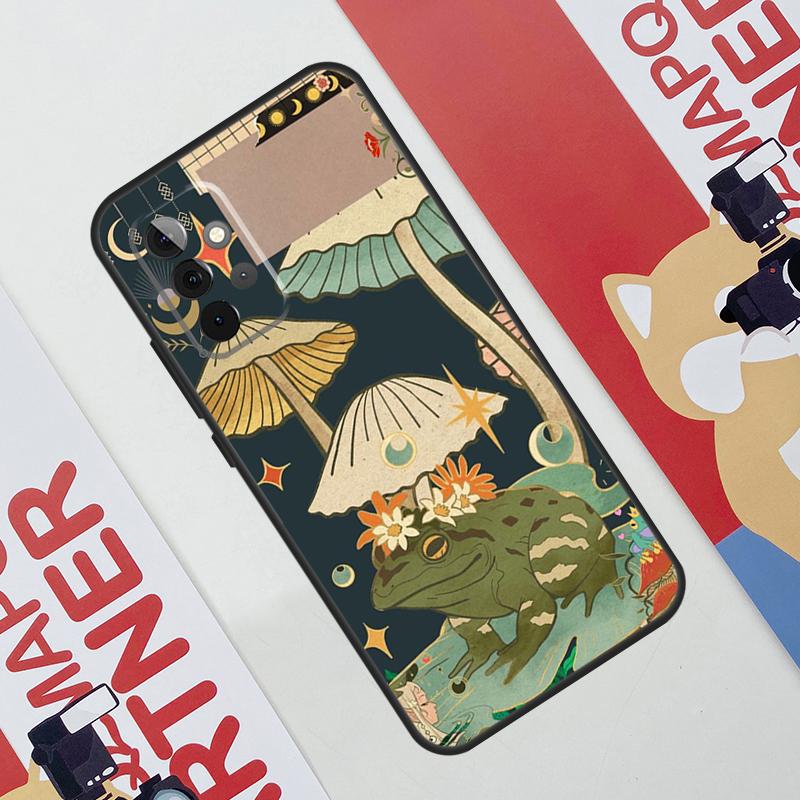 Винтажный ретро чехол с лягушкой и грибами для Samsung Galaxy A36 A35 A55 A06 A16 A26 A56 A53 A32 A52 A33 A13 A14 A34 A54 A17 A15