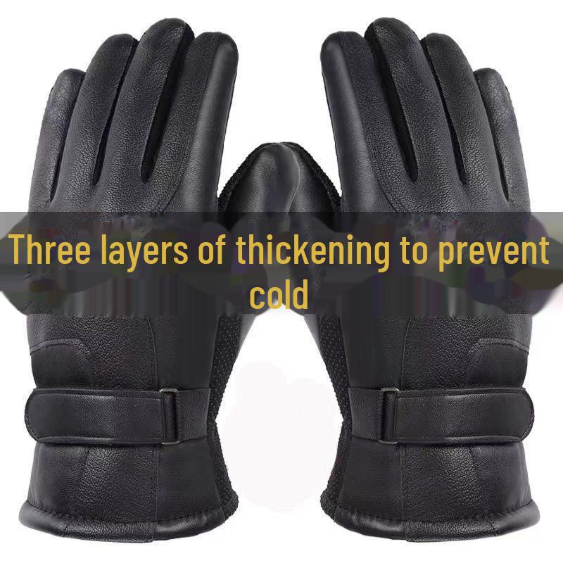 Men's Winter Touch Screen Gloves: Velvet-Lined, Thick, Waterproof, Windproof for Motorcycle Riding, Outdoor Skiing, and Cold Weather.