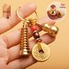 Brass Wenchang Tower & Five Emperors Coin Gourd Keychain