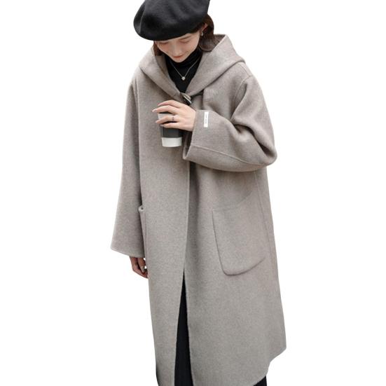 Женское зимнее пальто с капюшоном и карманами, однотонный кардиган с открытой строчкой, пальто средней длины, термобелье с длинными рукавами, зимнее пальто для поездок на работу и свиданий