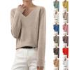 Women's Autumn And Winter Fashion Long-sleeved Basic V-neck Loose Pullover Sweater Top