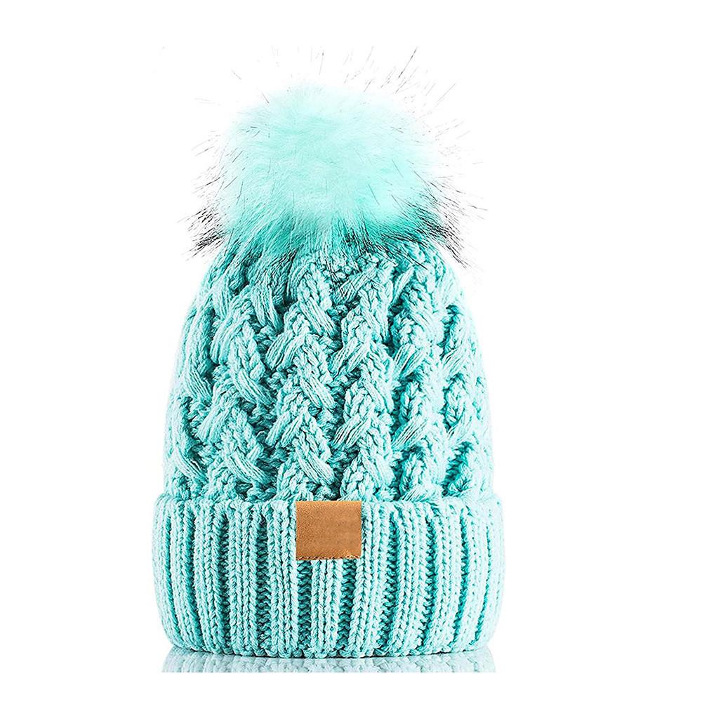 New autumn and winter big hairball plush thickened wool hat crossed coarse hemp woven pom-pom soft warm hat