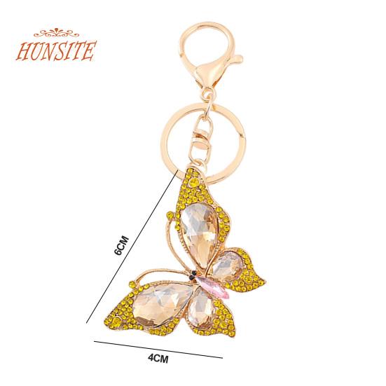 Красочный брелок с бабочками, роскошный женский автомобильный брелок со стразами