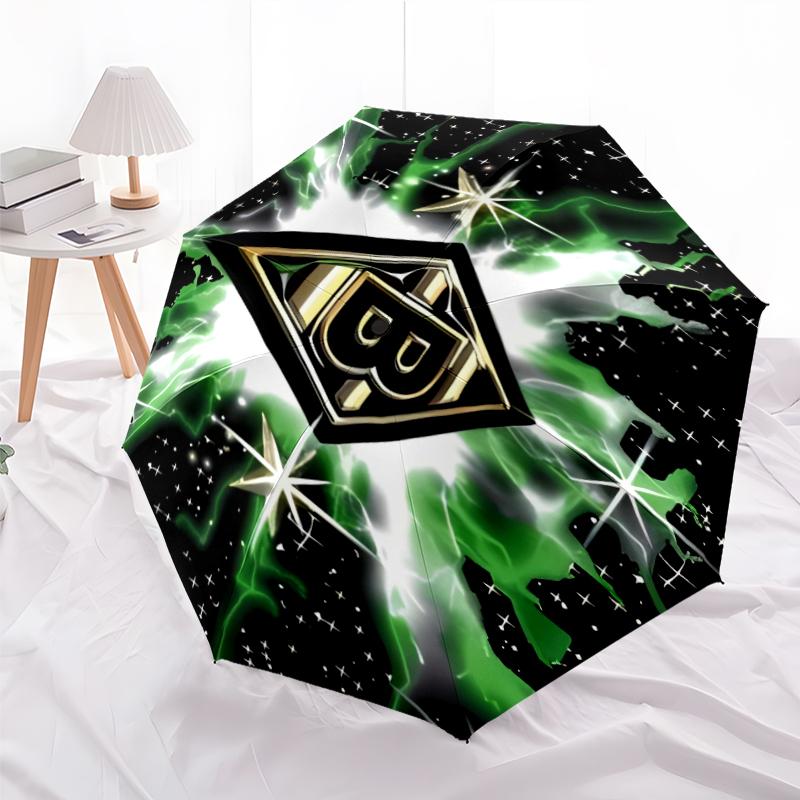 Printed Borussia Monchengladbach logo Printed Folding Umbrella,Outdoor,Leisure,And Travel Umbrella,Durable Umbrella Fabric,Birthday And Holiday Gift