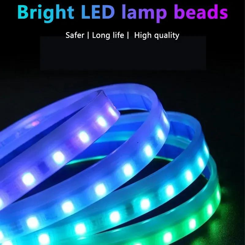 120/150/180см Декоративный свет на капот автомобиля Управление через приложение RGB Светодиодная цветная полоса для фары автомобиля 12В Универсальная для UTV ATV ДХО