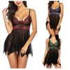 Women's Sexy Lingerie Lace Bra and Panty Strap Mesh Babydoll Underwear