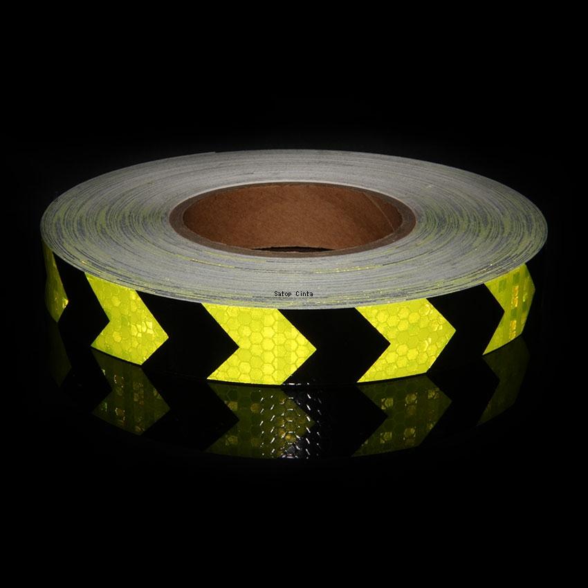 2.5cmx5m Arrow Car Reflective Stickers Fluorescent Yellow-Black Waterproof Reflectors Self-adhesive Tape Strip For Bicycle Truck