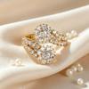 Double Flower Starry Sky Diamond Open Ring for Women Light luxury double-layer snowflake zircon adjustable ring