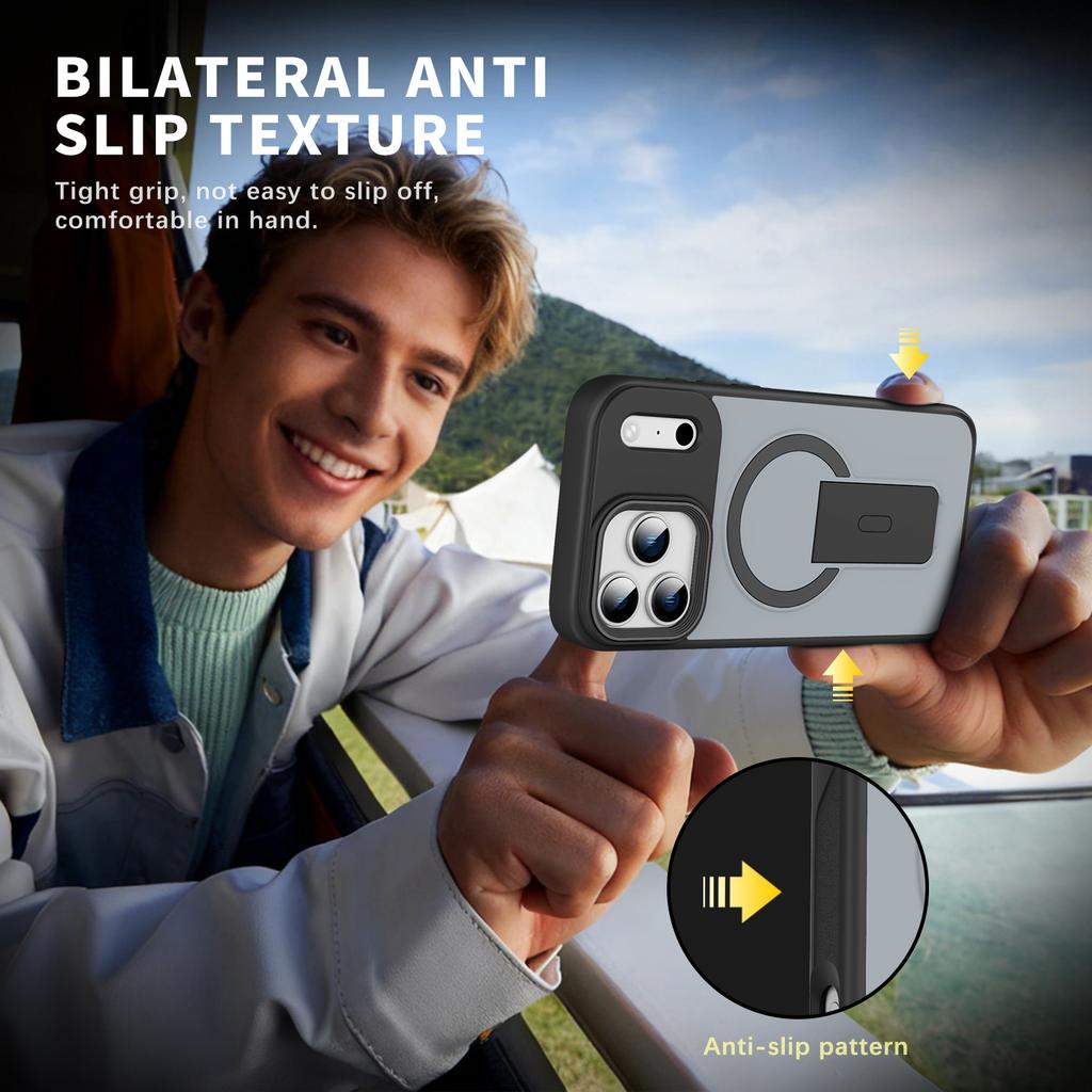 Magnetic Invisible Stand Protective for Case for For Iphone 17 Air 12 1 14 13 16 Pro Max Plus Matte Shockproof Cover