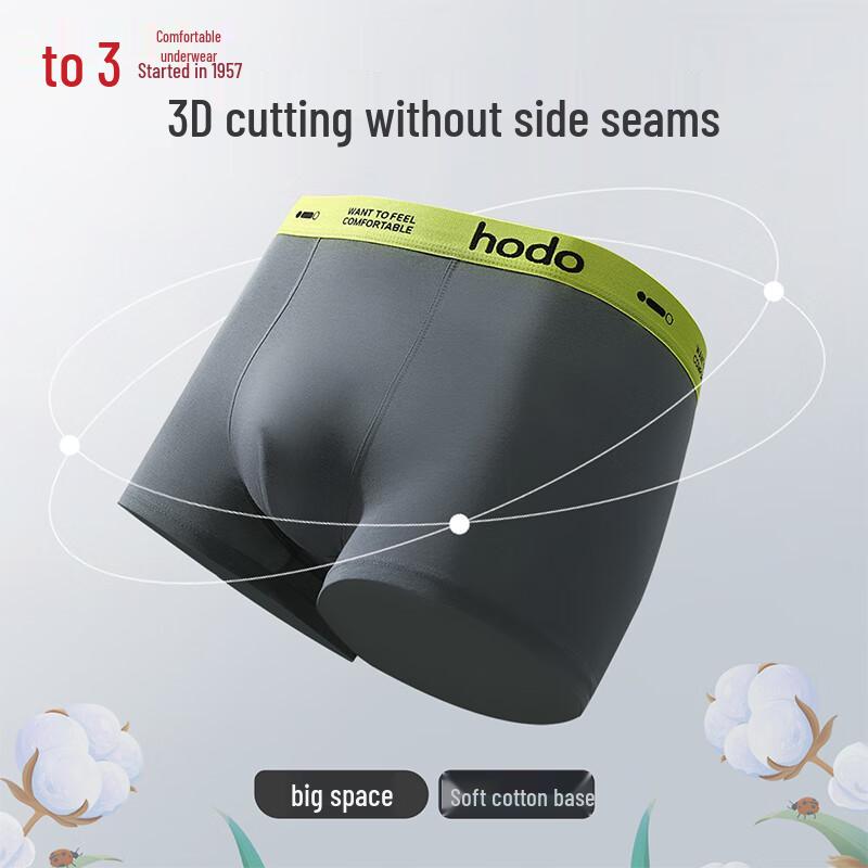 Hodo Men's Breathable 7A Antibacterial Cotton Boxer Briefs - 4 Pack