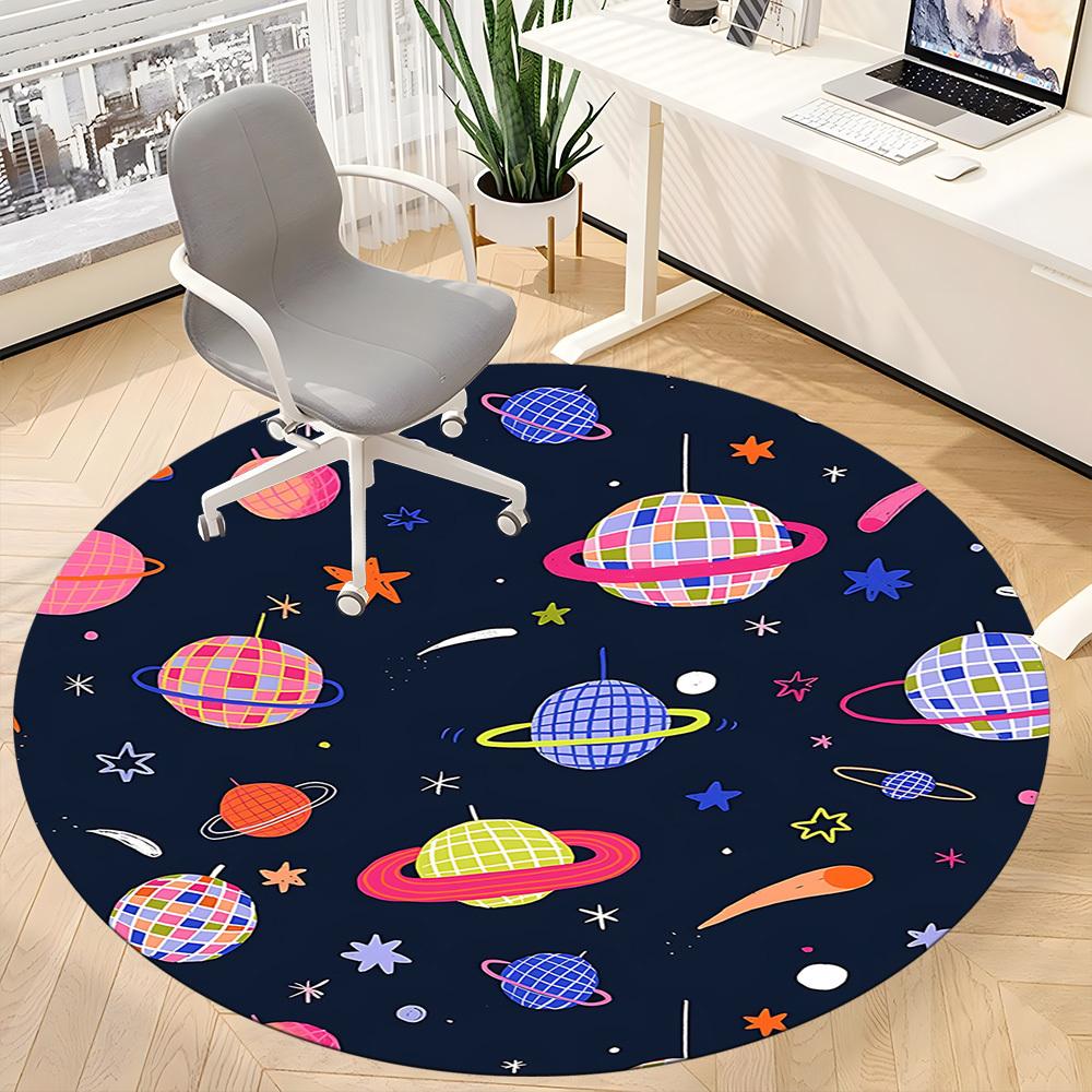 1 шт. Круглый ковер Space Disco для офиса, коврик, подходящий для офиса, под офисные стулья, спальни, гостиной, домашнего декора, декора комнаты