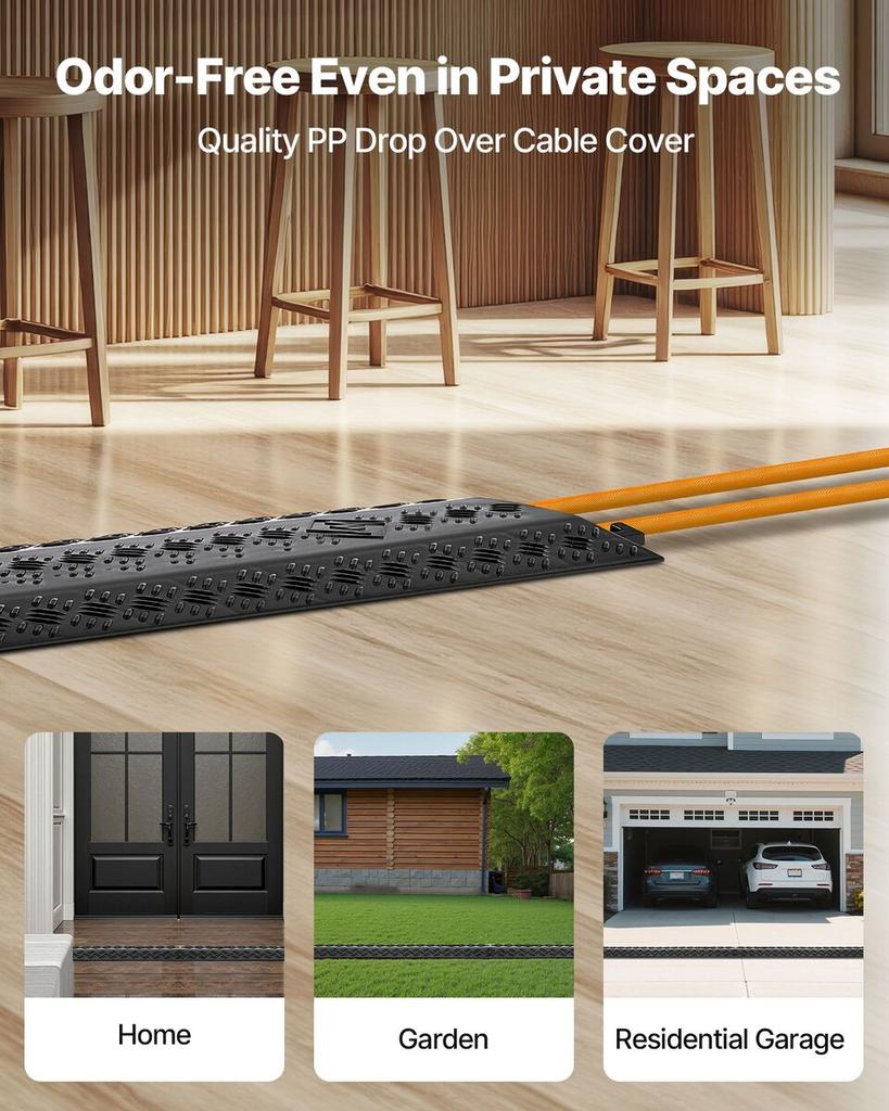 Drop Over Cable Cover, 7,938 kg/Axle Load Capacity, Heavy Duty Cable Hose Protector Ramp, Floor Cord Cover, for High Walking Traffic Areas, Indoor,