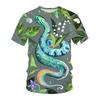Summer Animal Snake Head Round Neck T-shirt 3D Digital Print Top Loose Casual Men's Short Sleeve Tee Shirts