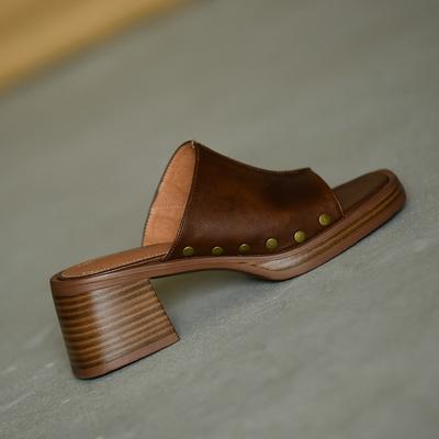 2025 новые ретро тапочки с квадратным носком и толстым каблуком женская летняя одежда односложная женская обувь новые сандалии мягкая подошва