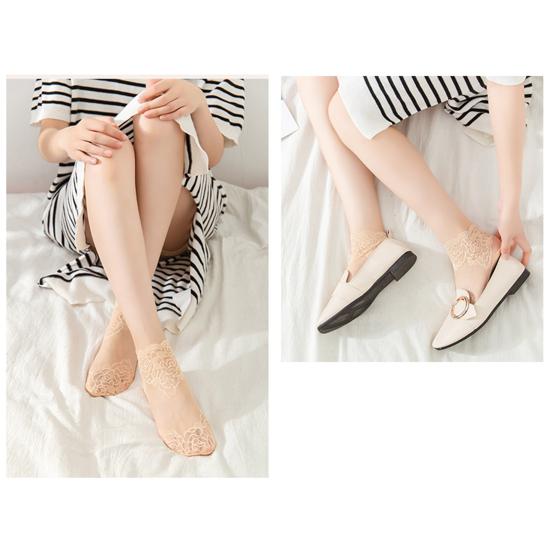 Женские розовые кружевные носки, тонкие прозрачные эластичные сетчатые чулки, дышащий браслет