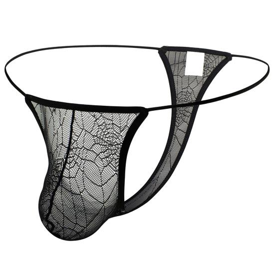 Men Briefs U Convex Great Elasticity Lace Jockstrap Spider Web Pornographic See-through Comfortable
