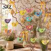 Hanging Bird Decoration Easter Wooden Decoration, 2D Flat Flowers Ornaments, Thanksgiving Ornament Spring Tree Pendant for Holiday Home Party