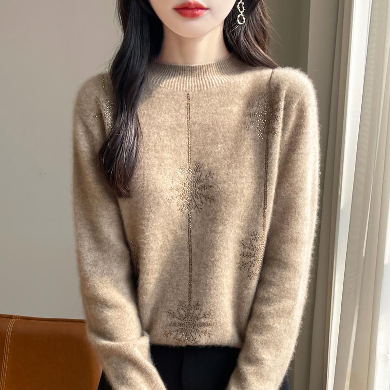 Женский кашемировый свитер Qinghe Cashmere 30% кашемир 70% шерсть Осень и Зима Пуловер Теплый и Модный