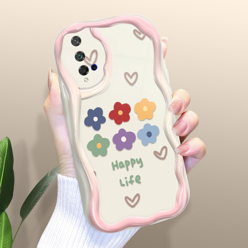 Cute Cartoon Pattern Cream Texture Casing Wavy Edge Soft Silicone Cover Phone Case for Huawei Honor Infinix Tecno iPhone