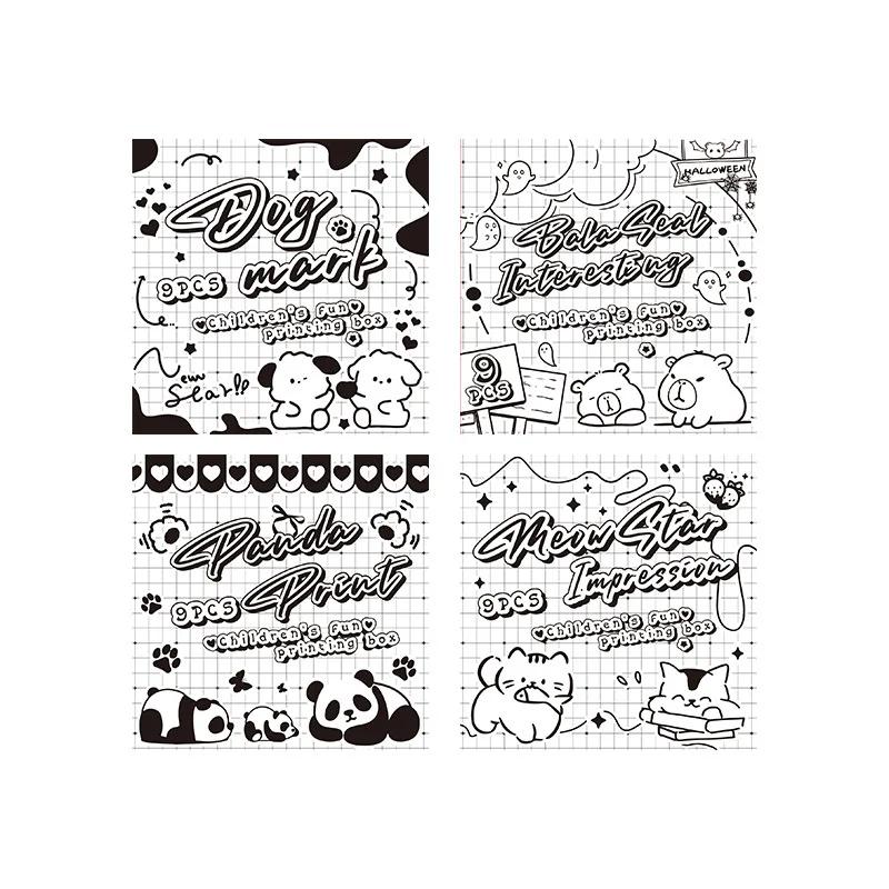 9 шт./набор мини кавайных деревянных штампов для детей Studenr забавный милый штамп с животными для самостоятельного декора скрапбукинга журнал школьные принадлежности