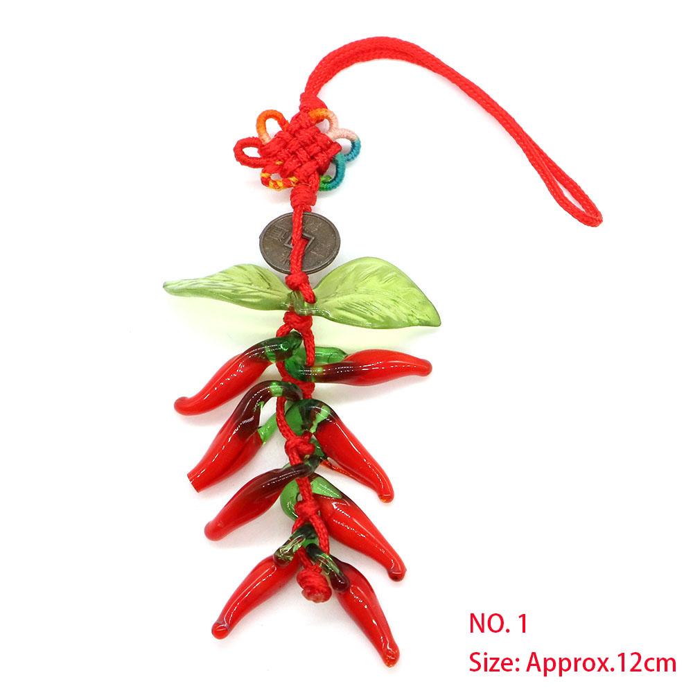 Mascot Wealth Lucky Brass Coin Chili Cabbage Tomato Keychain Chinese Knot Car Bag Hanging Ornament Fengshui Home Decoration Gift