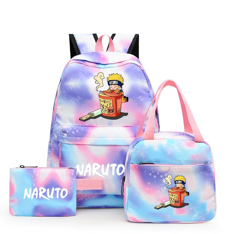 3 шт., школьный рюкзак в стиле аниме для девочек Y2K с сумками для обеда, школьный рюкзак, комплект холщовых сумок, детская сумка-ручка
