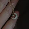 925 Sterling Silver Plated Zircon Star and Moon Pendant Necklace Women Light Luxury Jewelry Gift