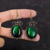 Серьги с зеленым огнем и лабрадоритом, серьги из медной проволоки, серьги из натурального драгоценного камня, медные украшения, новые серьги ручной работы, подарок для мамы
