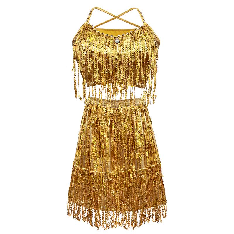 Sequined Tassel Latin Dance Dress for Women - Stage Performance Costume