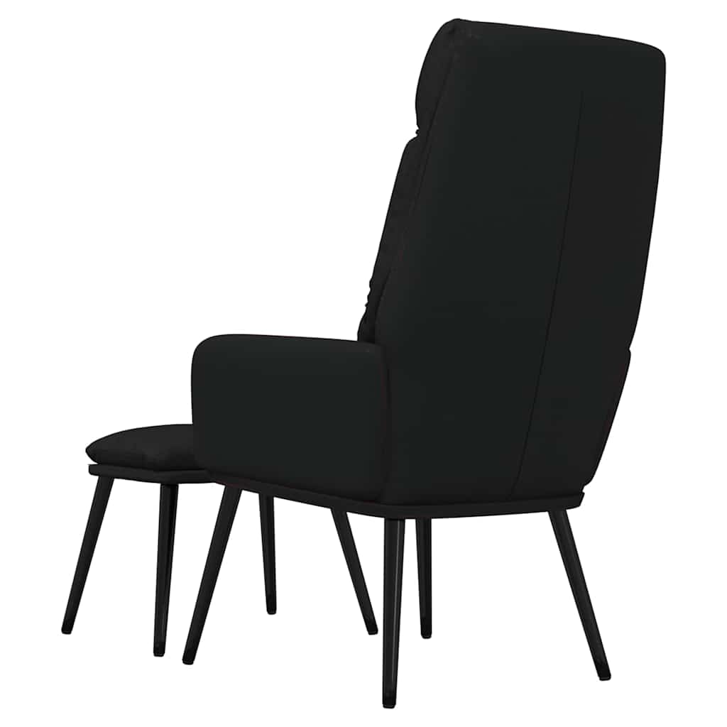 Recliner Chair with Ottoman Black Fabric and Faux Leather