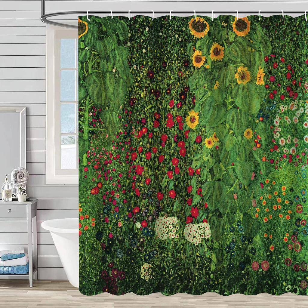 Водонепроницаемая и устойчивая к плесени душевая штора с 3D цифровой печатью, с принтом растений и камней, перегородка для душа и ванной