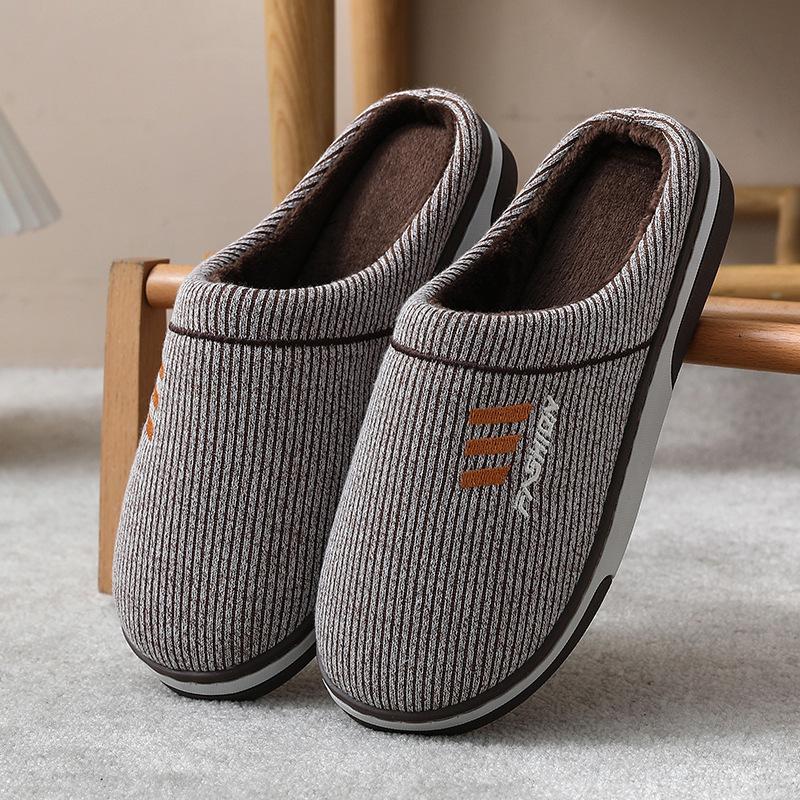 Winter Plus Cotton Slippers for Men's Home and Household Use, Anti Slip, Simple and Warm Cotton Slippers for Indoor Use