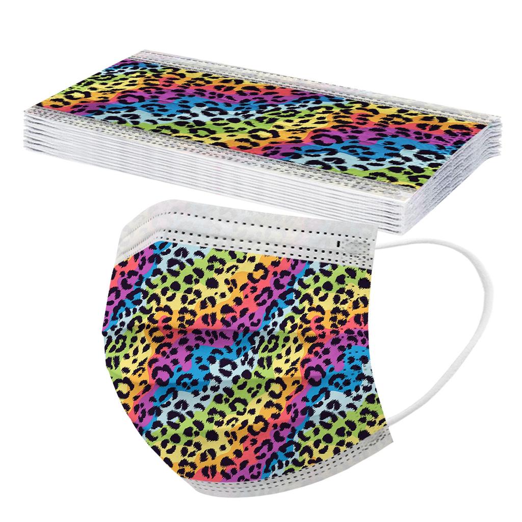 10PCS Adult Three-Layer Disposable Dust-Proof Protective Leopard Print Mask