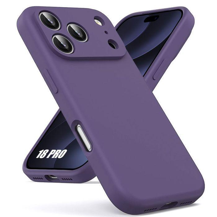 Coque pour iPhone 18 Pro, Protection Silicone Souple Doux Anti-Rayures Antichoc - Violet Foncé