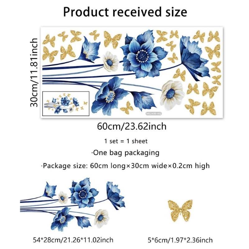 Красочные цветы и бабочки Электростатическая наклейка на стену для окон