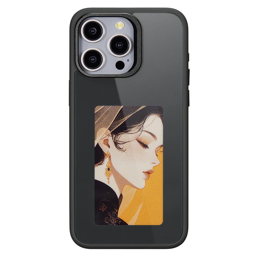 Для iPhone 14 Pro Чехол для телефона с E Ink Черный/Белый/Красный/Желтый 4-цветный Смарт NFC Проекционный DIY Чехол