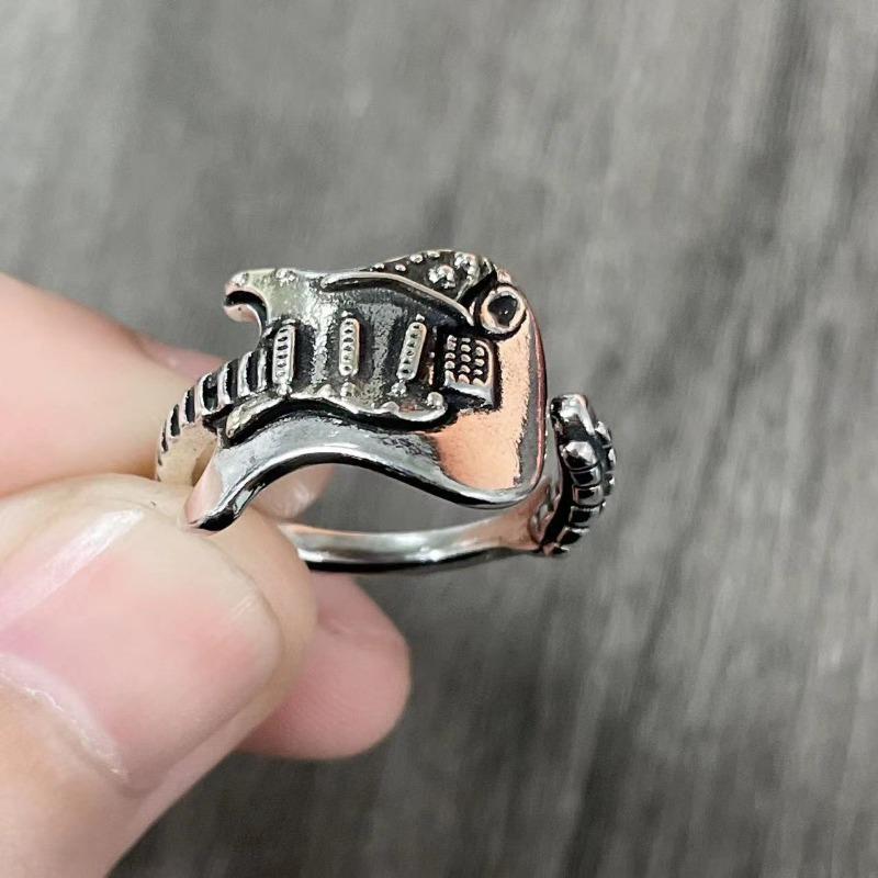 Популярное кольцо-гитара для мужчин и женщин, ретро-стиль, хип-хоп-тренд, открытый рот, нишевое креативное кольцо