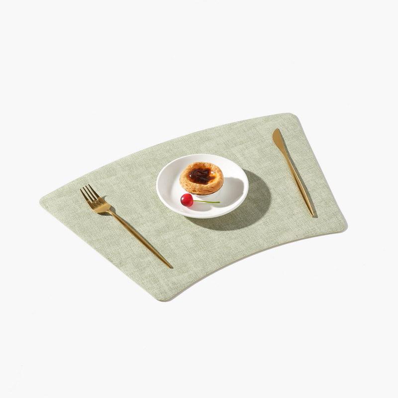 Modern Chinese Fan-Shaped PVC Leather Placemats Oil-Proof Heat-Resistant Table Mats for Round Dining Tables and Hotels