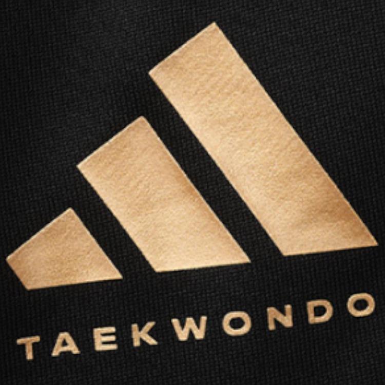 adidas Пуловер с круглым вырезом Тхэквондо Простая футболка с коротким рукавом Удобные полосатые модные длинные брюки Повседневный спортивный костюм ADICLTS24TKP-WG+TR30PT-BG