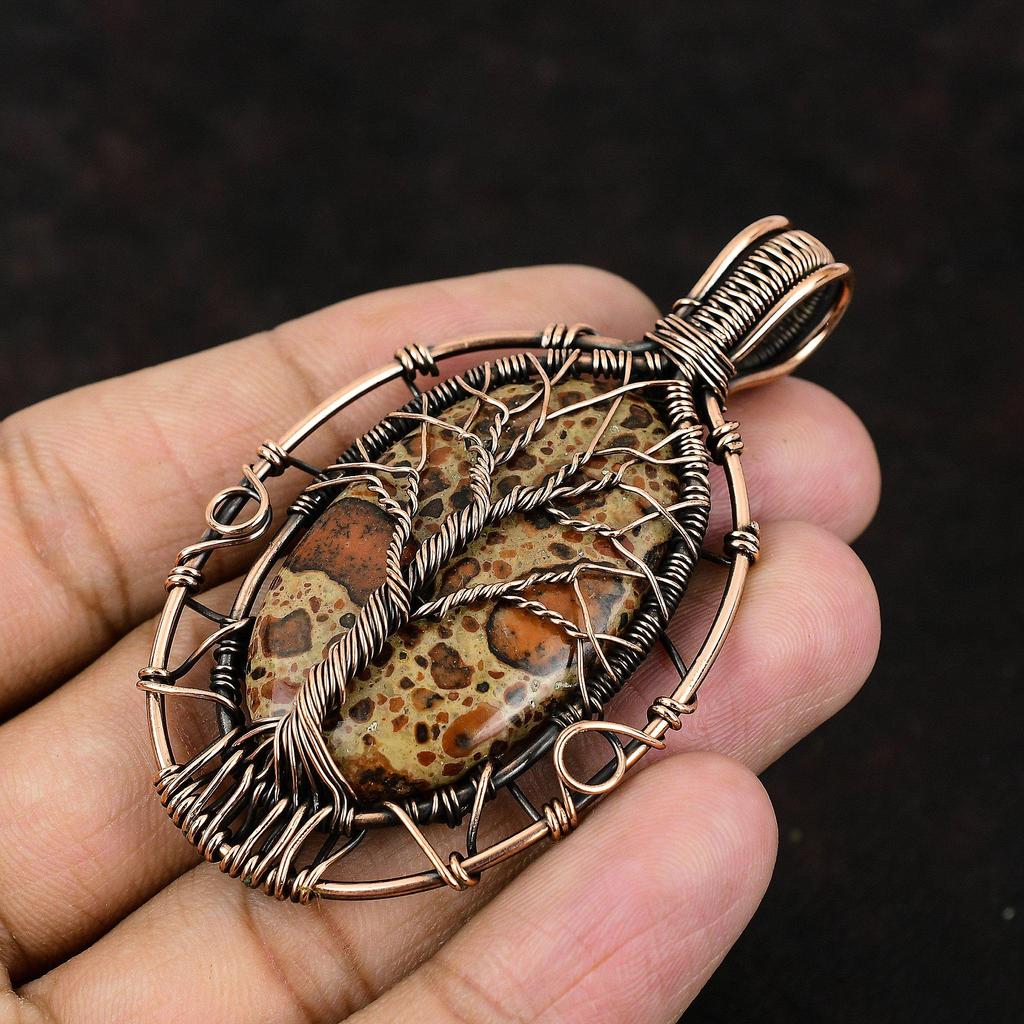 Tree Of Life Asteroid Jasper Copper Pendant Copper Wire Wrapped Jewelry Asteroid Jasper Gemstone Unique Jewelry Gift For Mother Gift For Her