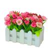 Fence Pot Artificial Rose Flowers Cloth Simulation Flower Home Wedding Decor