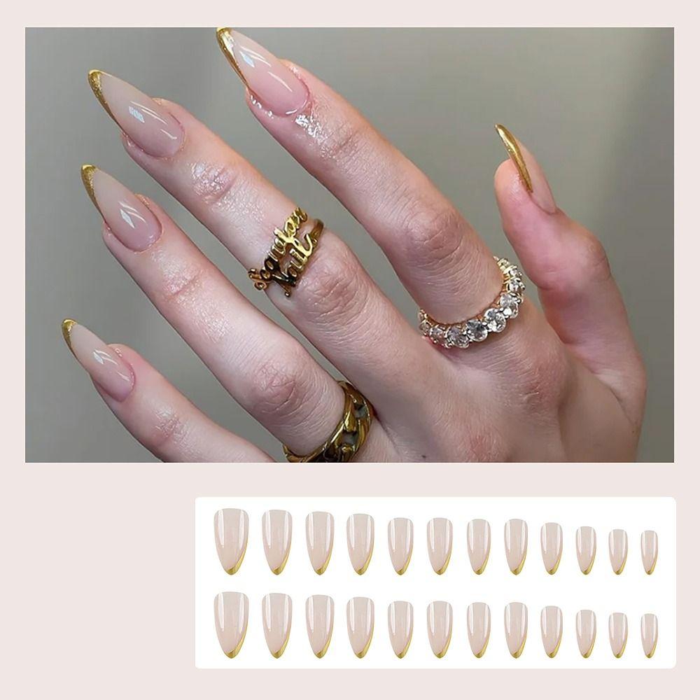 24/30PCS Ink Painting Fake Nail Spice Glitter Nail Tips Fashion Press on Nails  for Women Girl