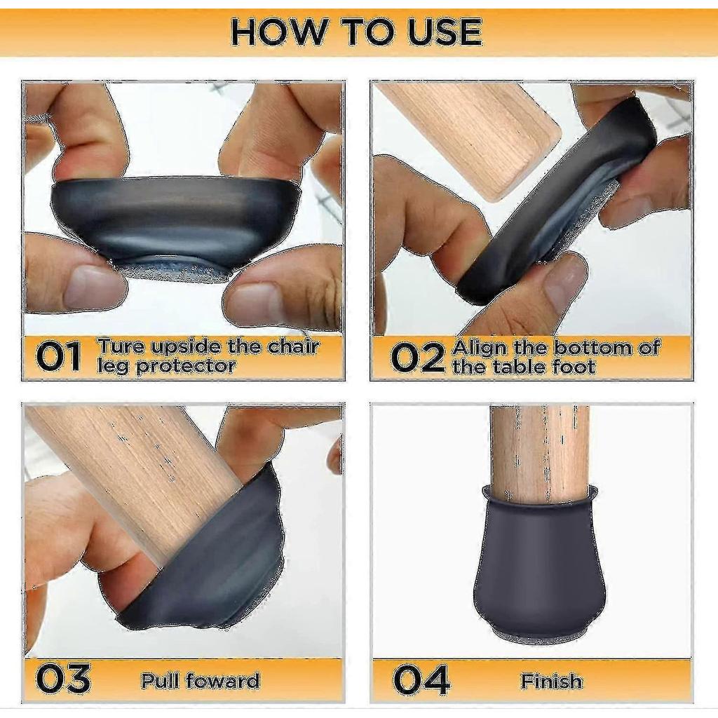 16pcs Chair Leg Floor Protectors, Silicone Covers To Protect Floors Felt Bottom Furniture Non Slip Protector Pads Caps
