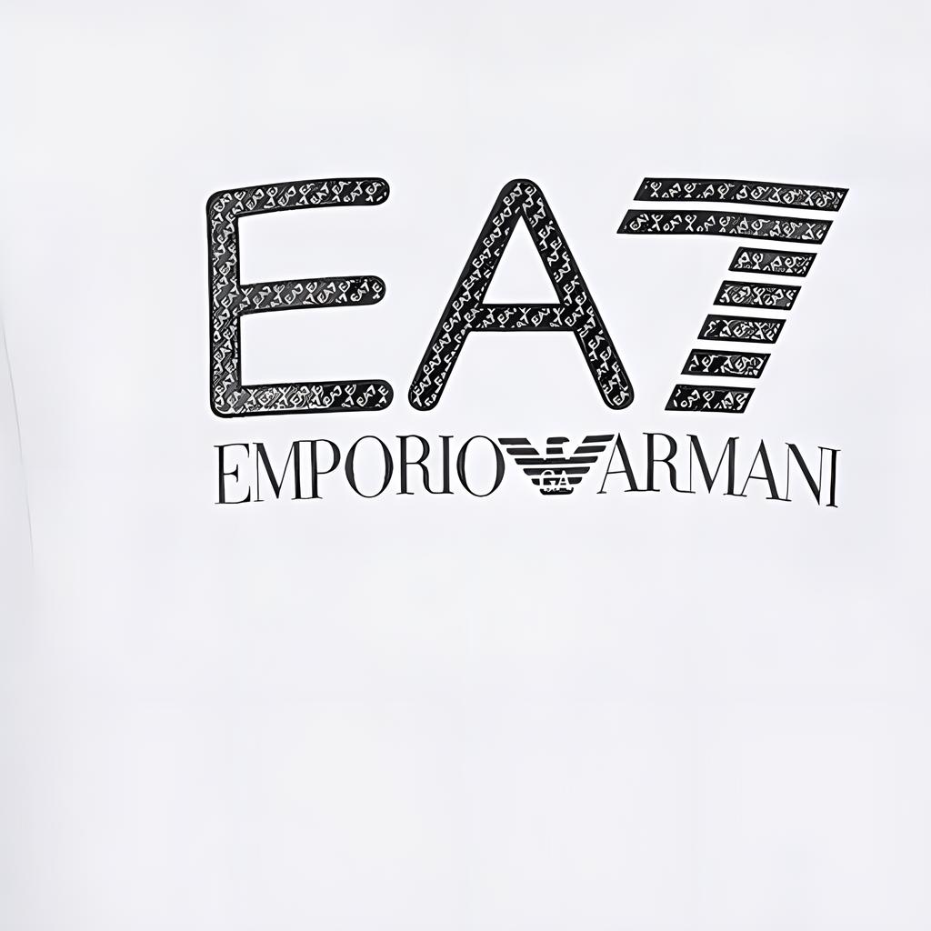 Emporio Armani EA7 Весна-Лето 2022 Свитшот с принтом логотипа, с круглым вырезом, с длинным рукавом, мужской, Белый 3LPM54-PJEQZ-1100