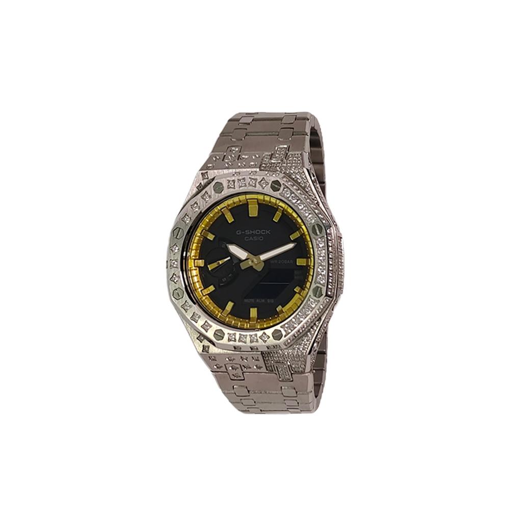 Casio Подарочная коробка для часов из коллекции Custom, часы с электронным механизмом, часы с ремешком из нержавеющей стали, мужские часы GA-2100-1A1(Watch3--)