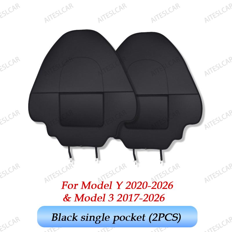 Car Seatback Protector for Tesla Model Y Model 3 Seat Back Protective Child Anti-Kick Mats Black Leather Interior Accessories