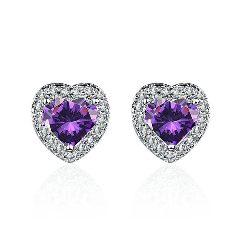 Heart-Shaped Zircon Earrings: Sparkling AAA Micro Inlaid Love Design